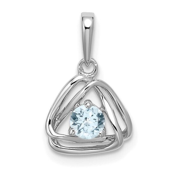 Kazi Luxury 14k White Gold Aquamarine Triangle Pendant